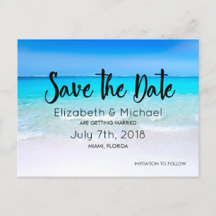 Carte Postale Faire-part Plage tropicale avec un Mariage de mer Turquoise S