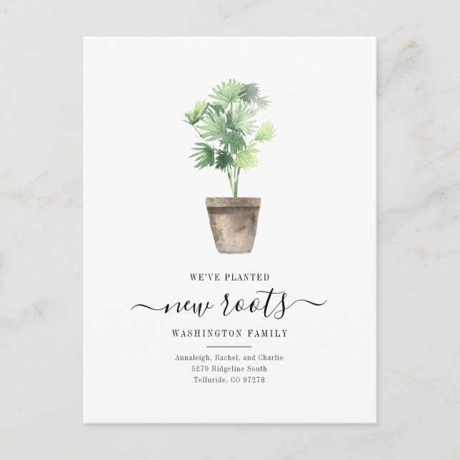 Carte Postale Faire-part Plante Boho Nous avons déménagé Changement d'adres (Devant)