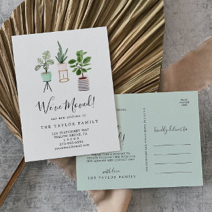 Carte Postale Faire-part Plantes de Maison en Pot Nous Avons Déménagé