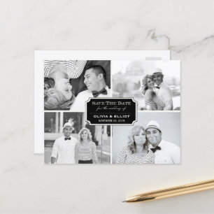 Carte Postale Faire-part Plaque vintage Classique Quatre Photo Enregistrer 