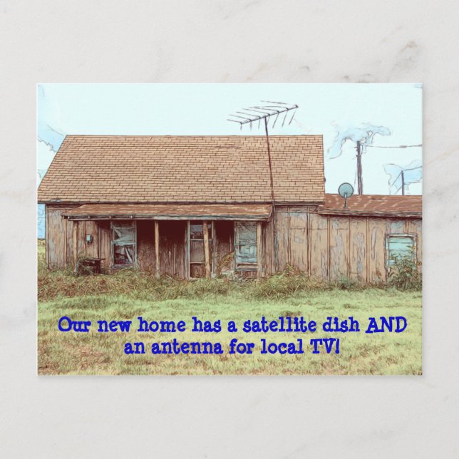 Carte Postale Faire-part Plat ET Antenne ! - Drôle changement d'adresse (Devant)