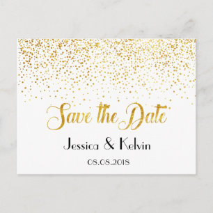 Carte Postale Faire-part Points Confetti Faux Gold personnalisés Enregistre
