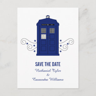 Carte Postale Faire-part Police Box Enregistrer la date Postcard v3
