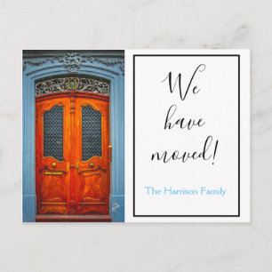 Carte Postale Faire-part Porte Bleue Nous Avons Déménagé Chic Écriture Mode