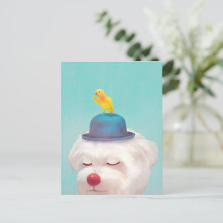 Carte Postale Faire-part Portrait de chien clown méditatif