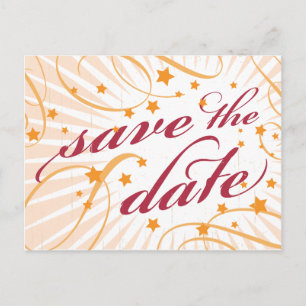 Carte Postale Faire-part Poster rustique : rose & orange Enregistrer la dat