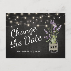 Carte Postale Faire-part Pot de fleurs de lavande en bocal Mason pour chang