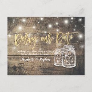Carte Postale Faire-part Pot en verre pour le report de mariage à une date 