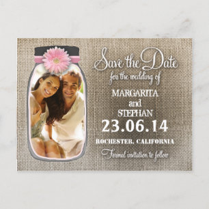 Carte Postale Faire-part Pot Mason Rustique Avec Votre Photo Enregistrer La