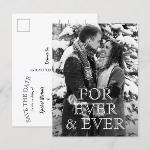 Carte Postale Faire-part Pour toujours et à jamais Texte Blanc Mariage Enre