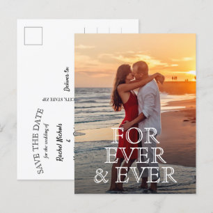 Carte Postale Faire-part Pour toujours et toujours mariage blanc de texte E