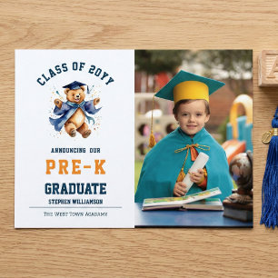 Carte Postale Faire-part Pré-K Graduation Cute Teddy