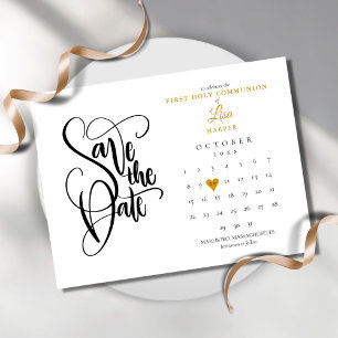 Carte Postale Faire-part Première communion Calendrier de date à retenir