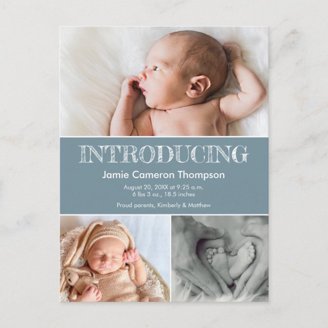 Carte Postale Faire-part Présentation de la photo d'annonce de naissance de (Devant)