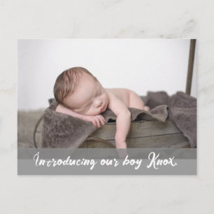 Carte Postale Faire-part Présentation de notre garçon, Photo de bébé nom
