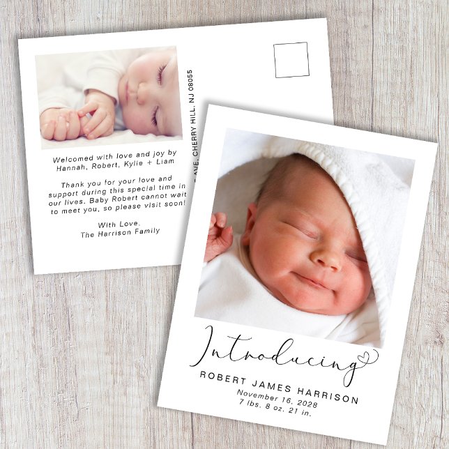 Carte Postale Faire-part Présentation des photos Naissance de bébé (Créateur téléchargé)