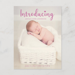 Carte Postale Faire-part Présentation du script de photo verticale de bébé 