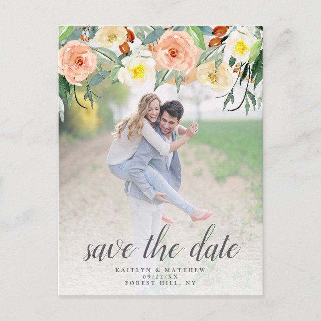 Carte Postale Faire-part Printemps Blossoms Mariage Photo Enregistrer La Da (Devant)