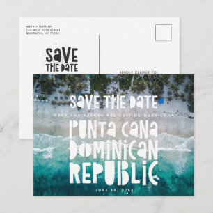 Carte Postale Faire-part Punta Cana Dominican Beach Wedding Sauvez la date
