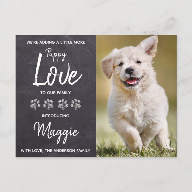 Carte Postale Faire-part Puppy Love New Pet Dog (Devant)