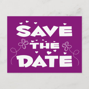 Carte Postale Faire-part Purple Enregistrer le Mariage de date Papillons et