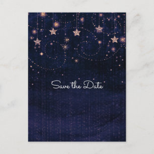 Carte Postale Faire-part Purple & Gold Starry Whimsical Celestial