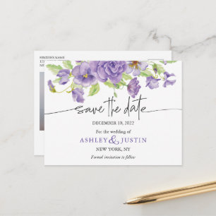 Carte Postale Faire-part Purple rêve stylisé floraux mariages