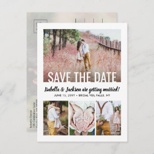 Carte Postale Faire-part QR Code Modern Five photo Wedding Enregistrer la d