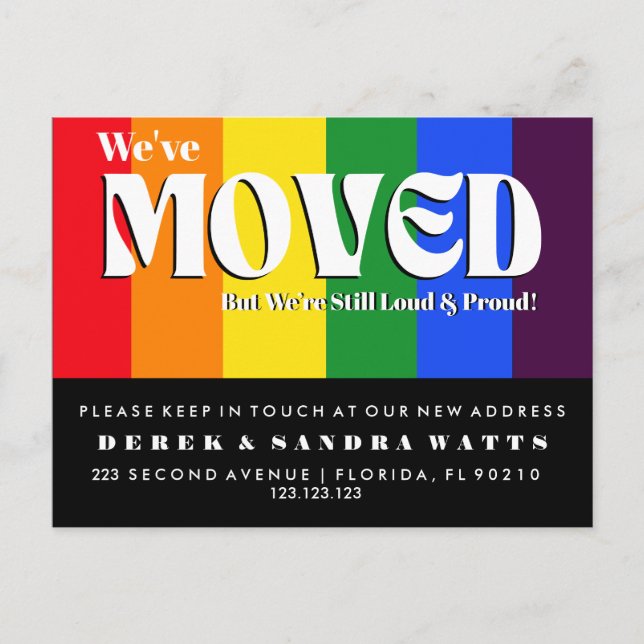 Carte Postale Faire-part Rainbow Pride Changement d'adresse LGBTQ+ Déplacem (Devant)