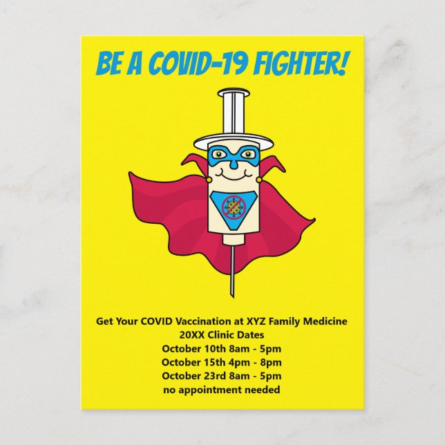Carte Postale Faire-part Rappel de vaccination COVID-19 (Devant)