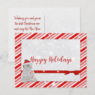 Carte Postale Faire-part Rayures de Canne à Sucre avec Ours Polaire