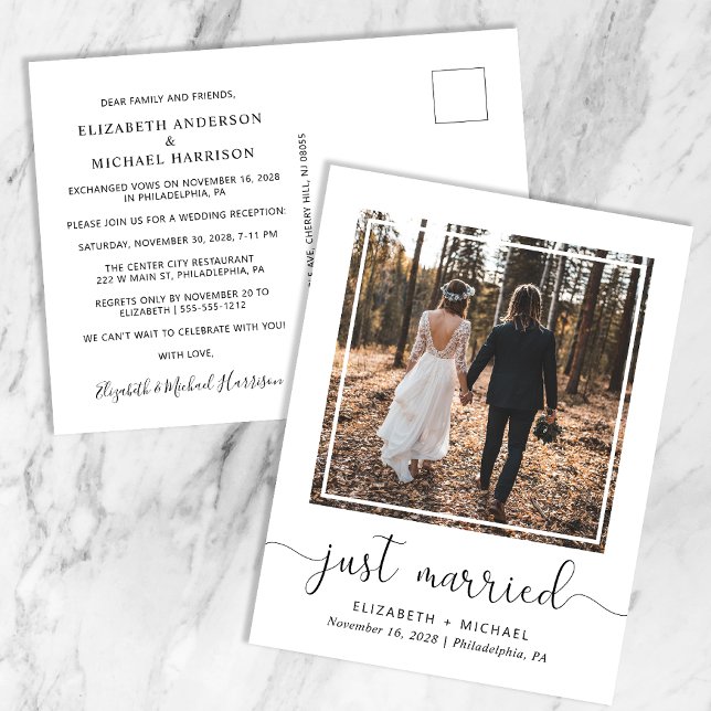 Carte Postale Faire-part Réception de mariage des jeunes mariés Photo (Créateur téléchargé)