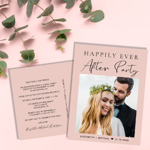 Carte Postale Faire-part Réception de mariage Photo rose pâle