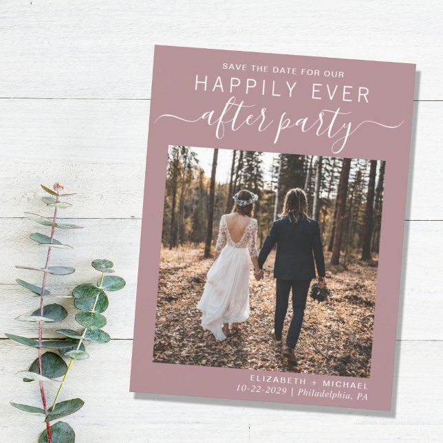 Carte Postale Faire-part Réception de mariage Rose Poussiéreuse Enregistrez (Créateur téléchargé)