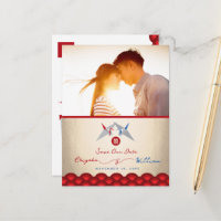 Red Blue Papier Grues Asiatique Mariage Enregistre