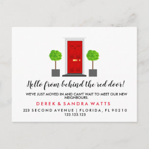 Carte Postale Faire-part red front door Change of address we have moved