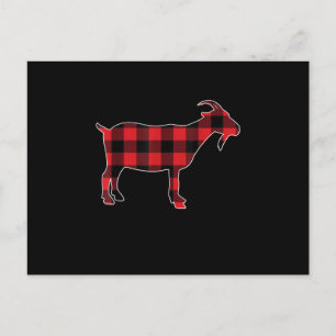 Carte Postale Faire-part Red Plaid Goat Santa Christmas