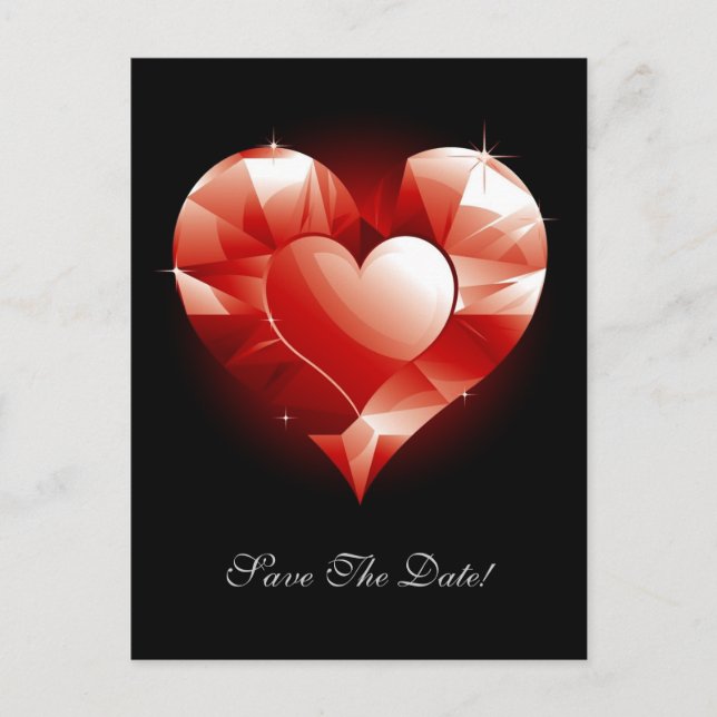 Carte Postale Faire-part Red Ruby Heart (Devant)