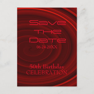 Carte Postale Faire-part Red Vortex 50th Birthday Save the Date