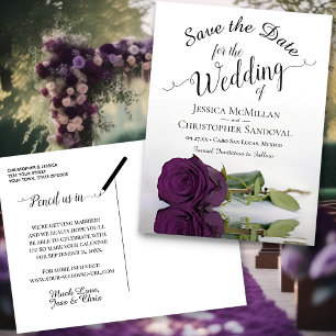 Carte Postale Faire-part Réflexion Plum violet mariage Rose Enregistrer la 