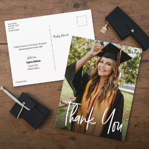 Carte Postale Faire-part Remerciement de fin d'études avec photo verticale 