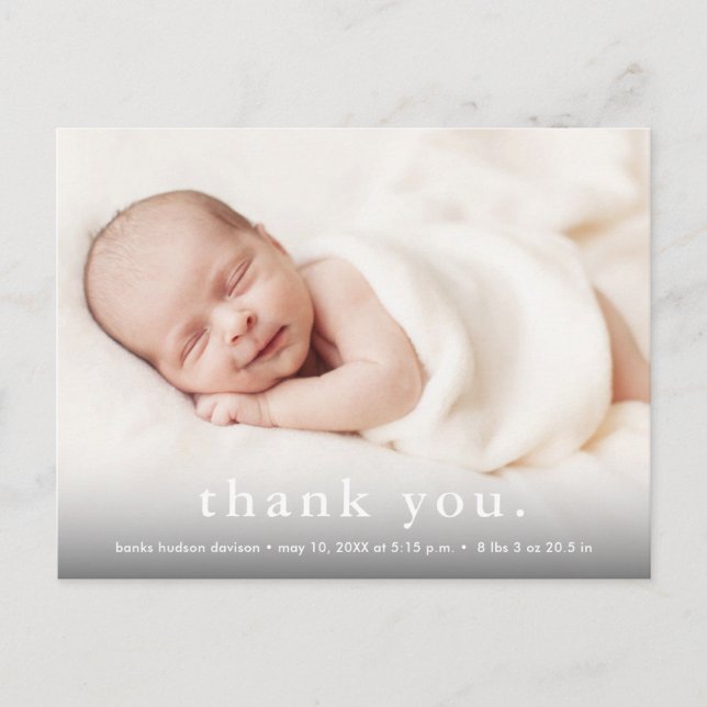 Carte Postale Faire-part Remerciement de naissance de bébé moderne (Devant)