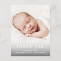 Remerciement de photo de bébé moderne pour la nais
