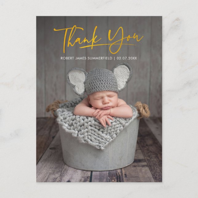 Carte Postale Faire-part Remerciement pour le script de photo de bébé pour  (Devant)