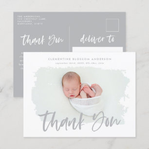 Carte Postale Faire-part Remerciement pour photo d'annonce de naissance élé