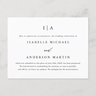 Carte Postale Faire-part Remise du Mariage Monogramme noir et blanc