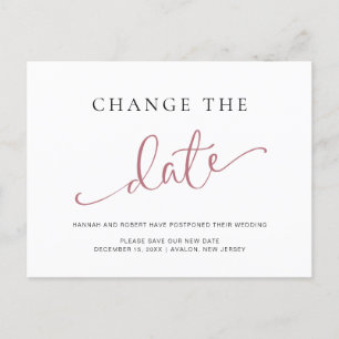 Carte Postale Faire-part Report mariage Modifier la date Rose noir