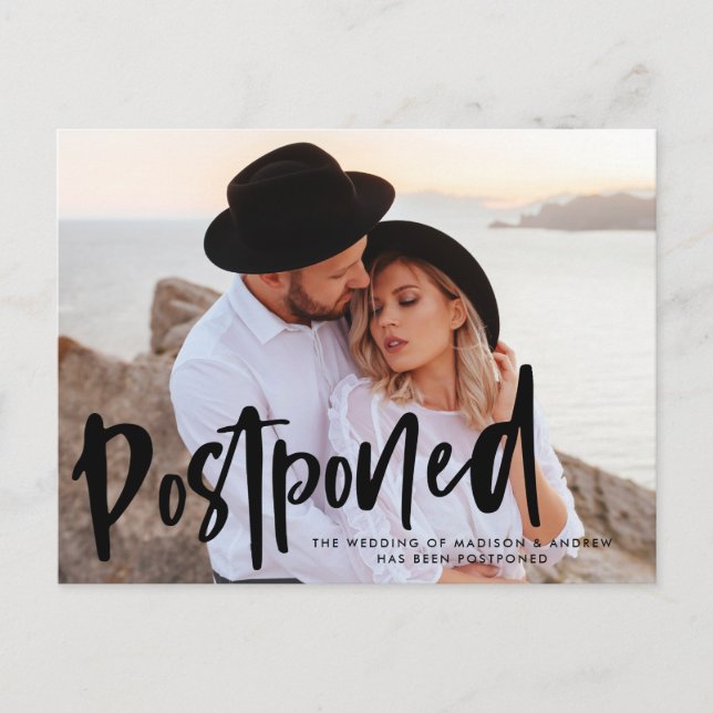 Carte Postale Faire-part Report Mariage photo du script de brosse en gras (Devant)