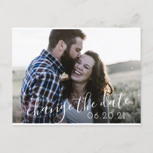 Carte Postale Faire-part Reporter le Mariage de script moderne Enregistrer
