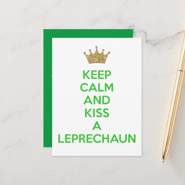 Carte Postale Faire-part Restez Calme Et Embrassez Une Fête De Leprechaun (Devant/Arrière en situation)